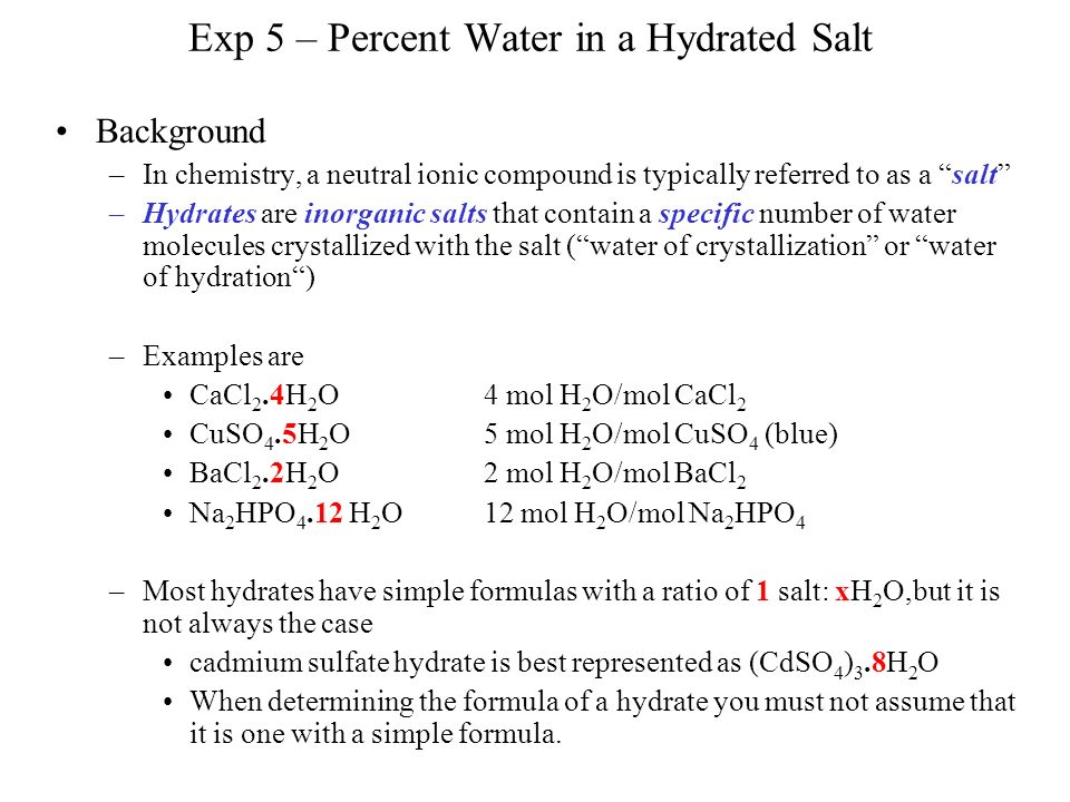Determination of the waters of crystallisation